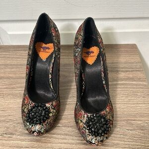 ROCKET DOG OPHELIA BACK OPERA BROCADE BEADED HEELED SIZE 75M
